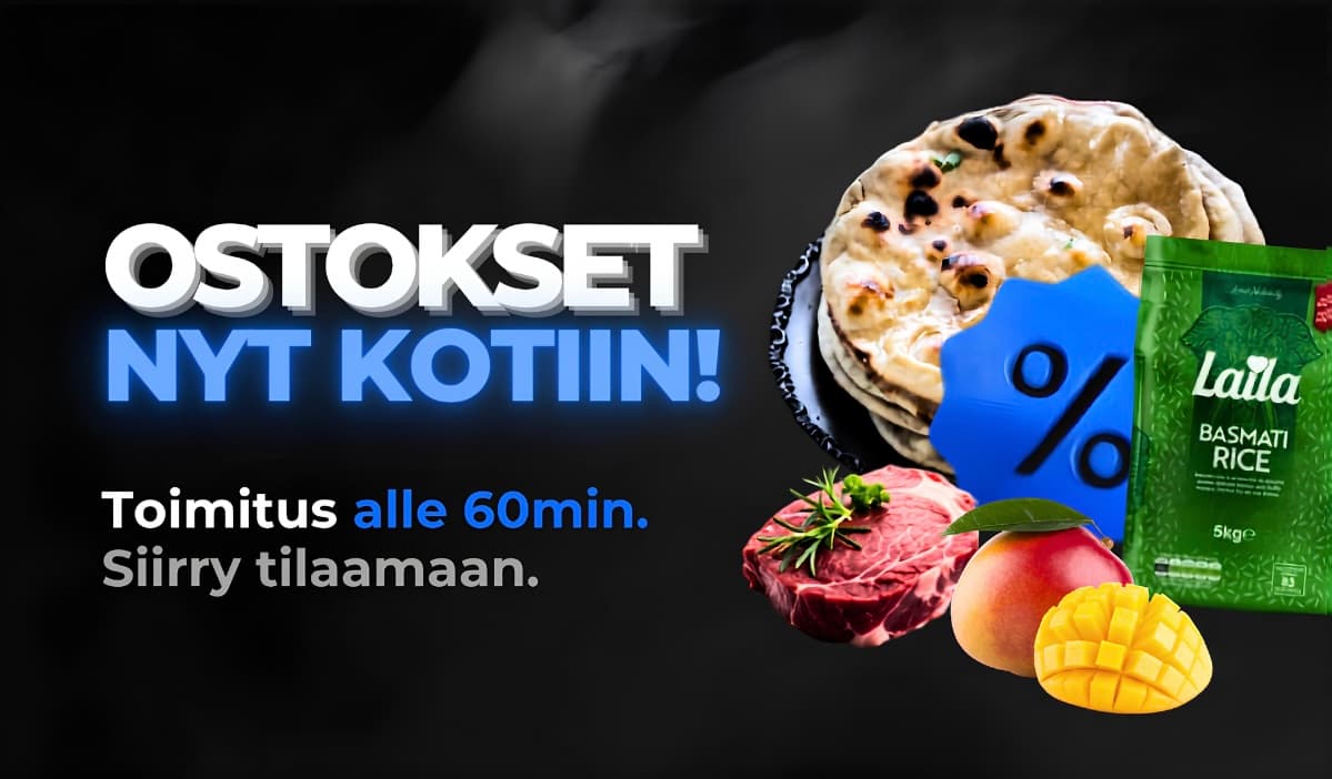 Ostokset kotiin. Toimitus alle 60min.
